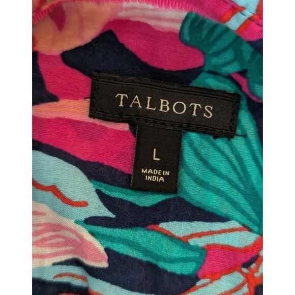 Talbots Shirt Womens Large The Classic Casual Button Up Jungle Botanical - Picture 6 of 10
